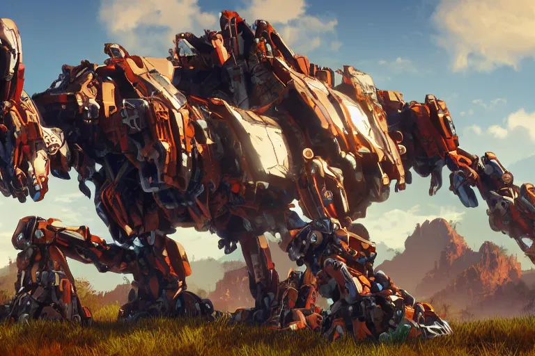 Image similar to clawstrider machine mecha animal beast robot of horizon forbidden west horizon zero dawn bioluminiscence global illumination ray tracing hdr fanart arstation by sung choi and eric pfeiffer and gabriel garza and casper konefal