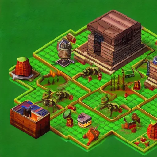 Prompt: A screenshot of the 90s isometric RTS game about managing a decaying national park, shows the UI