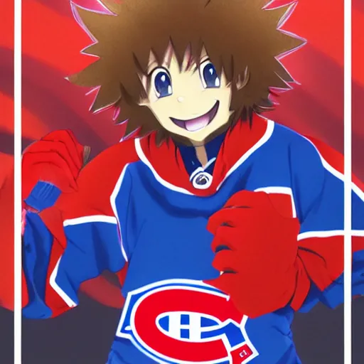 Image similar to anime Portrait of Youppi the Habs Montreal Canadiens Mascot as a very cute powerful and friendly pokemon, highly detailed anime, high evolution, 1990s, legendary, smooth, sharp focus, dynamic lighting, intricate, trending on ArtStation, illustration pokemon, art by WLOP