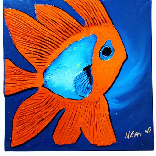 Image similar to nemo fish, impasto painting