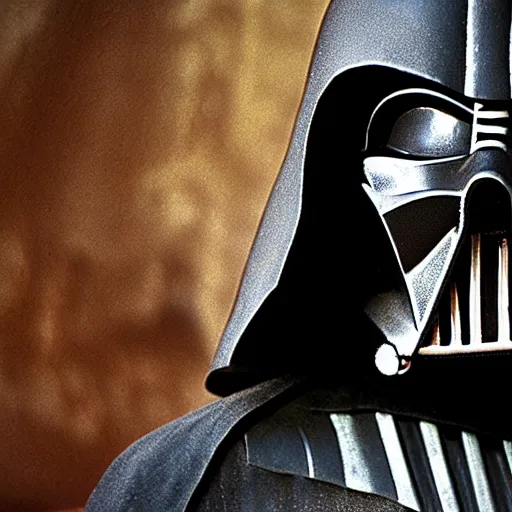 Prompt: award winning photography of cave paintings depicting Darth Vader from Star Wars