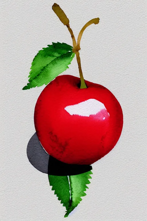 Image similar to minimalist watercolor art of a cherry, illustration, vector art