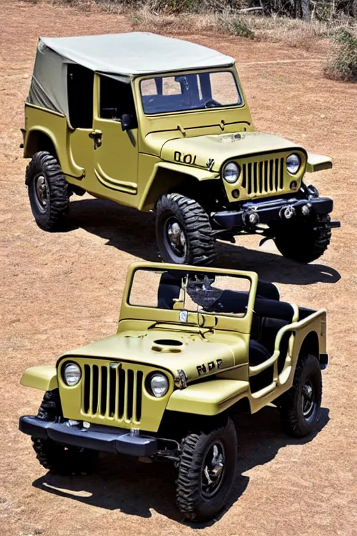 Prompt: A Jeep Willys with 3 levels