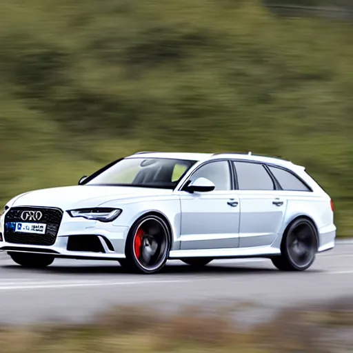 Prompt: a 2 0 1 5 audi rs 6 avant driving on a race track