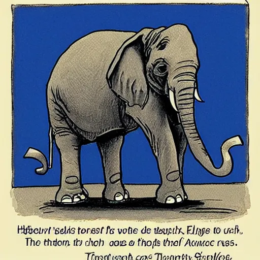 Image similar to an absurd elephant, drawing from the far side