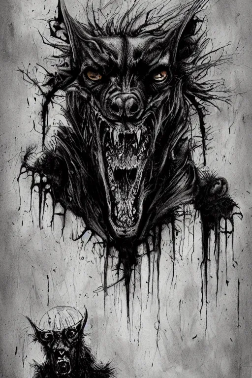 Prompt: hellhound artwork by ben templesmith