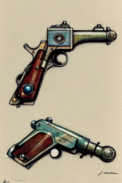 Prompt: ( ( ( ( ( 1 9 5 0 s retro raygun pistol. muted colors. ) ) ) ) ) by jean - baptiste monge!!!!!!!!!!!!!!!!!!!!!!!!!!!!!!