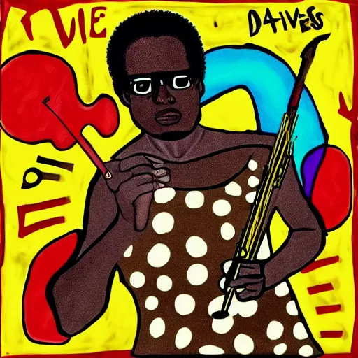 Image similar to miles davis in the style of daniel johnston, 4k