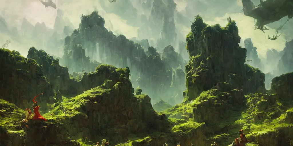 Image similar to towns, villages castles, buildings bytopia planescape huge cave ceiling clouds made of green earth inverted upsidedown mountain artstation illustration sharp focus sunlit vista painted by ruan jia raymond swanland lawrence alma tadema zdzislaw beksinski norman rockwell tom lovell alex malveda greg staples