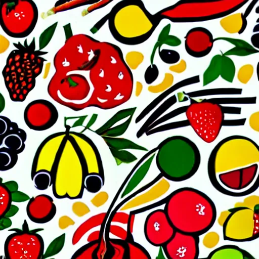 Prompt: fruits, romero brito