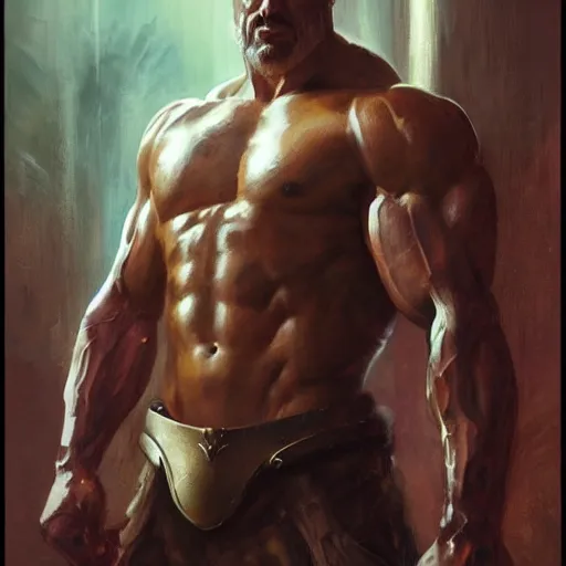 Image similar to handsome portrait of a spartan guy bodybuilder posing, radiant light, caustics, war hero, jojo, ghost in the shell, by gaston bussiere, bayard wu, greg rutkowski, giger, maxim verehin