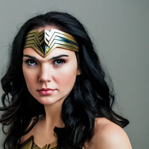 Image similar to A portrait of wonder woman, 8k, detailed, 50mm lens