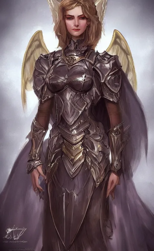 Prompt: Fantasy Concept character art of a victorian angel knight girl. By artstation trending. Highly detailed