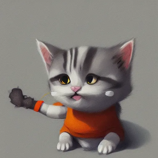 Image similar to goro fujita ilustration a cute kitten, simple drawing by goro fujita, painting by goro fujita, sharp focus, highly detailed, artstation