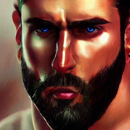 prompthunt: strong giga chad attractive man face symettry brown beard with  christmas hat masculine traits brown hair purple eyes clean skin ultra  realistic highly detailed highly realistic 8 k photo realistic