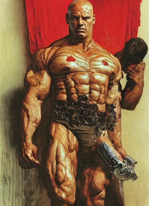 Image similar to portrait of super huge morgan aste as the punisher wearing shirt, by lawrence alma tadema and zdzislaw beksinski and norman rockwell and jack kirby and tom lovell and greg staples