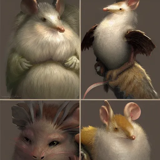 Image similar to portrait character design, a cute feathered mouse ashigaru plumed by brian froud, portrait studio lighting by jessica rossier and brian froud and gaston bussiere