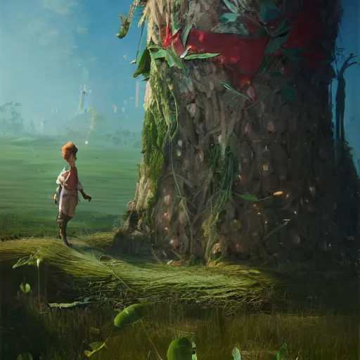 Image similar to jack and the beanstalk 🌱, artstation greg rutkowski, cinematic, hyperrealist, digital art