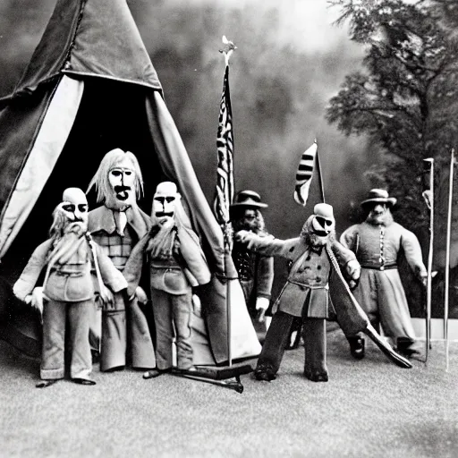 Image similar to a puppet show reenactment of custer's last stand