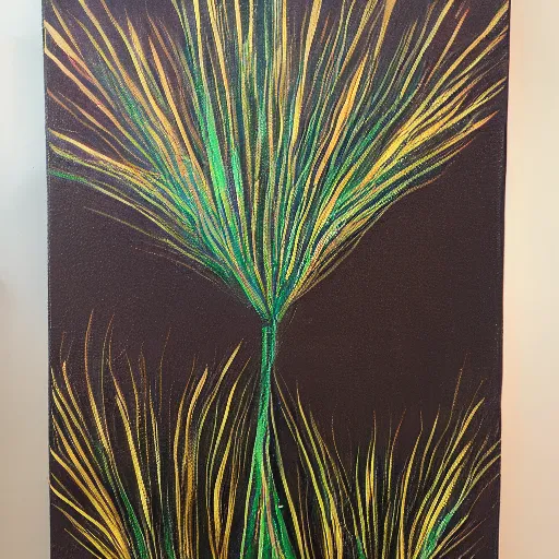 Prompt: velvet painting spiky alfalfa stripmall