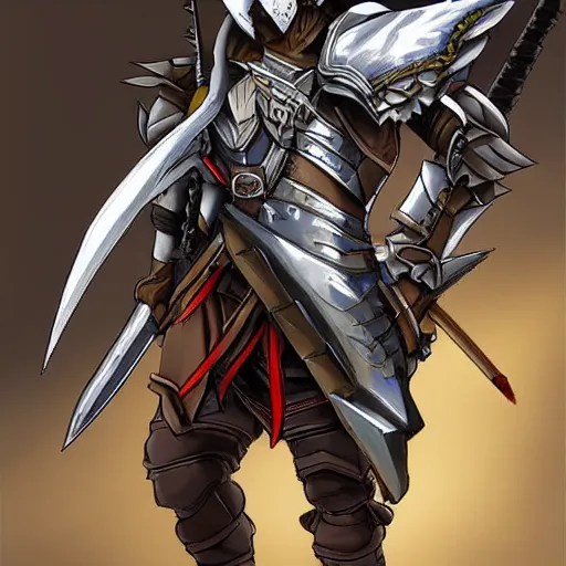 Image similar to monster hunter, armor, crossbow, man, anime style