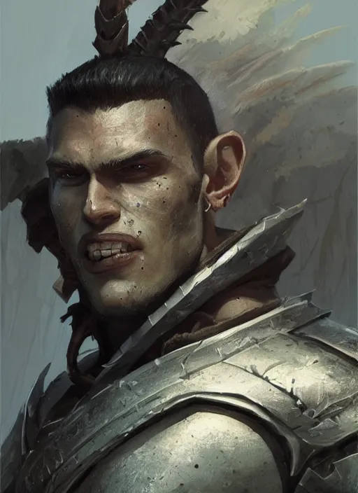 portrait of a ruggedly handsome half - orc fighter, Stable Diffusion