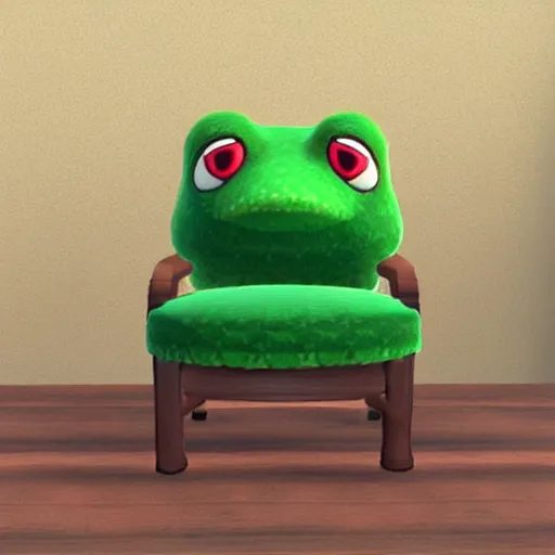 Image similar to froggy chair, 3d model, animal crossing, froggy chair, adorable, cute, detailed