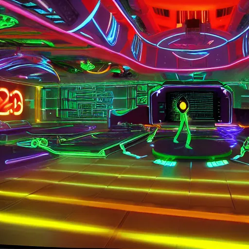 Image similar to hip hop club in Tron 2.0, photo, detailed, 4k