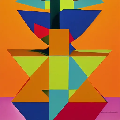 abstract geometric sculpture by shusei nagaoka, oil on Stable