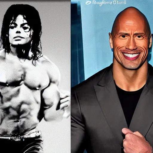 Image similar to dwayne the rock johnson michael jackson hybrid