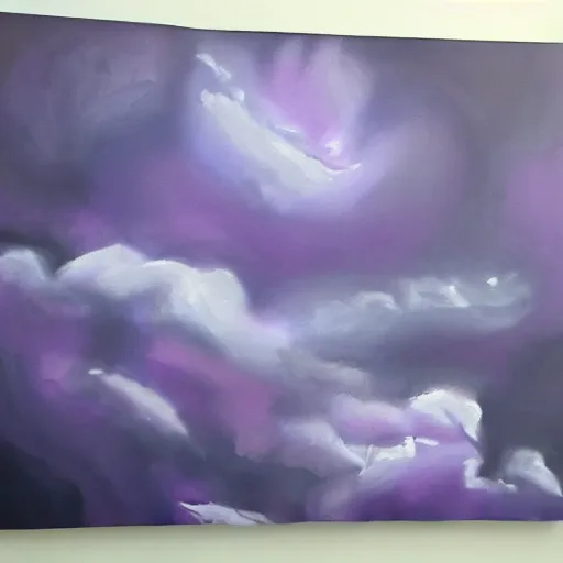 Prompt: ultra realistic painting of a dark cloudy sky over a purple alien flower