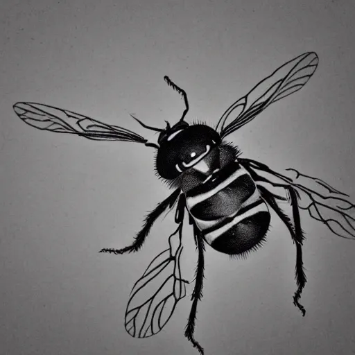 Image similar to common fly, black and white, botanical illustration, black ink on white paper, bold lines