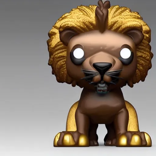 Image similar to a funko pop lion, 4 k, highly detailed