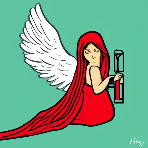 Prompt: A angelic lighter, digital art, red lighter, higly detailed,