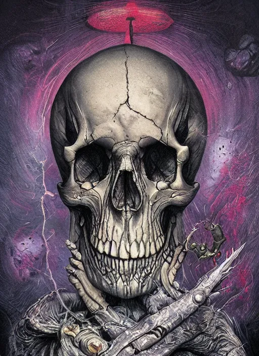 Image similar to the mock turtle, death tarot card, highly detailed, half skull face, cinematic, 8 k, by megan duncanson, benjamin lacombe, adrian borda, stanley artgermm, tom bagshaw, craig mullins, carne griffiths, ayami kojima, beksinski, giger, trending on deviantart, hyper detailed, horror, full of colour