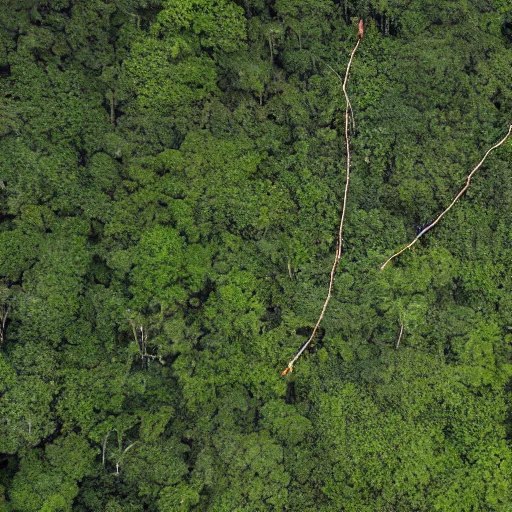 Prompt: aerial hd photographs of an uncontacted tribe from the amazon