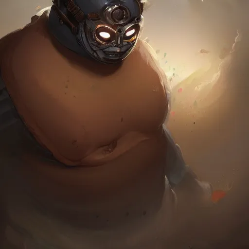 Prompt: a insanely detailed painting of a chubby unkempt masked superhero wearing a costume staring at the computer nervously and clicking on the mouse in the style of peter mohrbacher, dramatic lighting and composition, trending on artstation, concept art, comic book