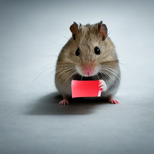 Prompt: detailed photo of a hamster holding a sealed letter, various poses, full body, unedited, daylight, dof, sharp focus, 8 k