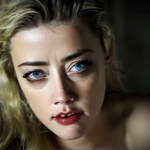 Image similar to amber heard dying inside a prison cell, ultra realistic, canon 3 5 mm portrait photography, 8 k