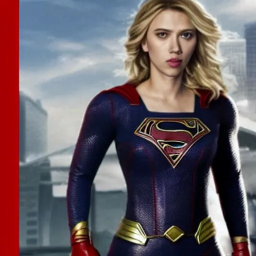 Image similar to photo of scarlett johansson as supergirl, low quality