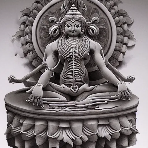 Image similar to a realistic nataraja statue by Shinji Aramaki, hyper detailed