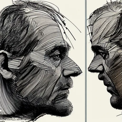 Image similar to a realistic yet scraggly portrait sketch of the side profile of a stern and sophisticated jonny greenwood, trending on artstation, intricate details, in the style of frank auerbach, in the style of sergio aragones, in the style of martin ansin, in the style of david aja, in the style of mattias adolfsson