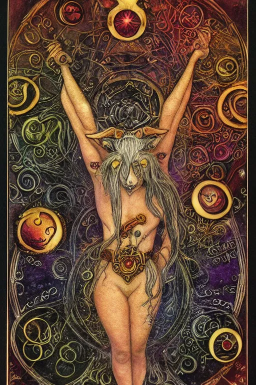 Image similar to aries zodiac artwork, mystic tarot style, detailed, 8 k, symmetrical, by brian froud