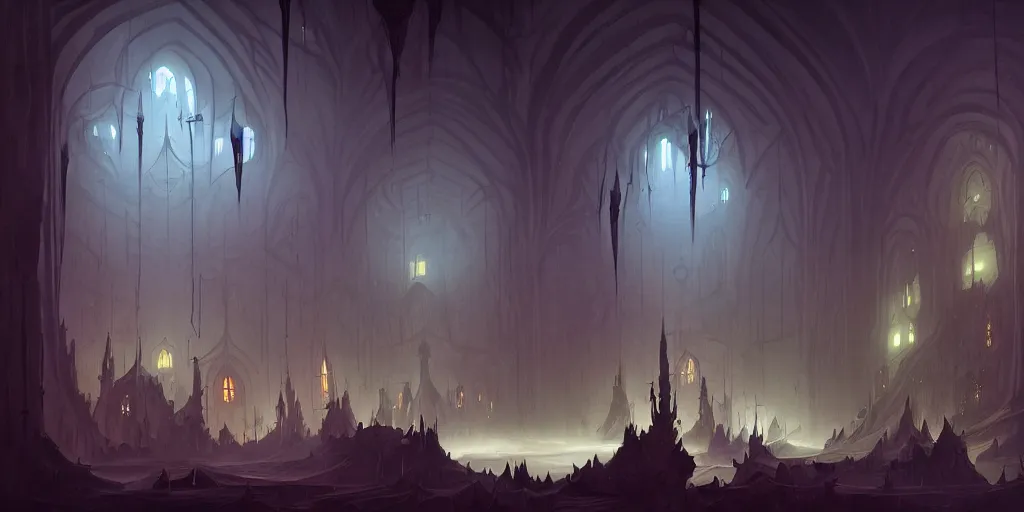 Prompt: dark sinister vampire lair interior by peter mohrbacher, library, adventure game, inspired by Diablo concept art
