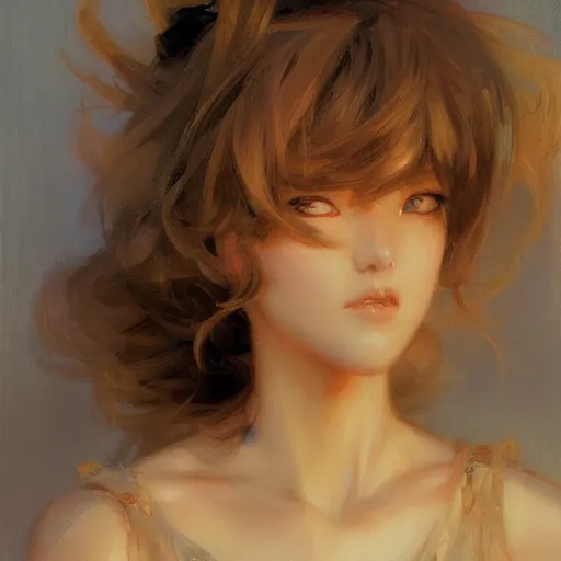 Image similar to cute anime girl face, painting by gaston bussiere, craig mullins, j. c. leyendecker