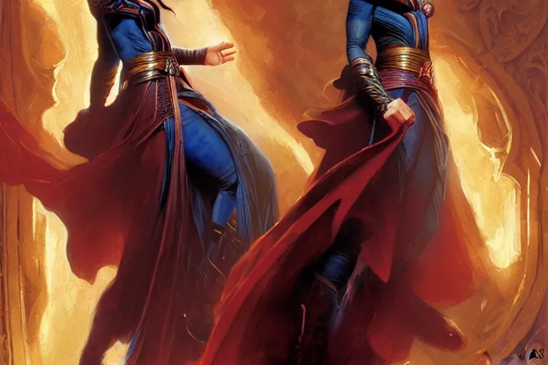 Image similar to natalie portman as doctor strange, character design, painting by gaston bussiere, craig mullins, j. c. leyendecker,