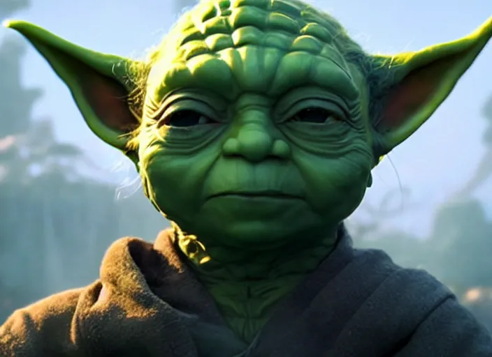 Prompt: a film still of cosplay of yoda in league of legends's arcane ( 2 0 2 1 ), 4 k