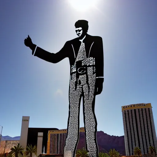 Image similar to Giant Elvis Presley towering over Las Vegas