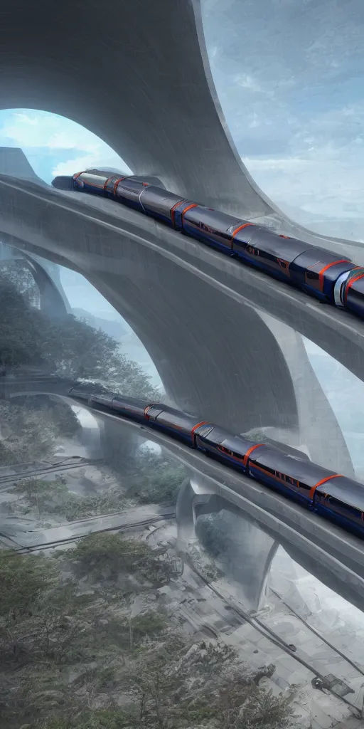 Image similar to concept art, vacuum pipeline maglev train, super high speed, science fiction, future technology, high detail, 8 k, octane rendering, unreal engine.