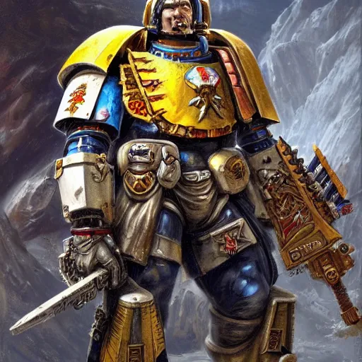 Image similar to PewDiePie as a space marine Primarch, warhammer 40k, closeup character portrait art by Donato Giancola, Craig Mullins, digital art, trending on artstation